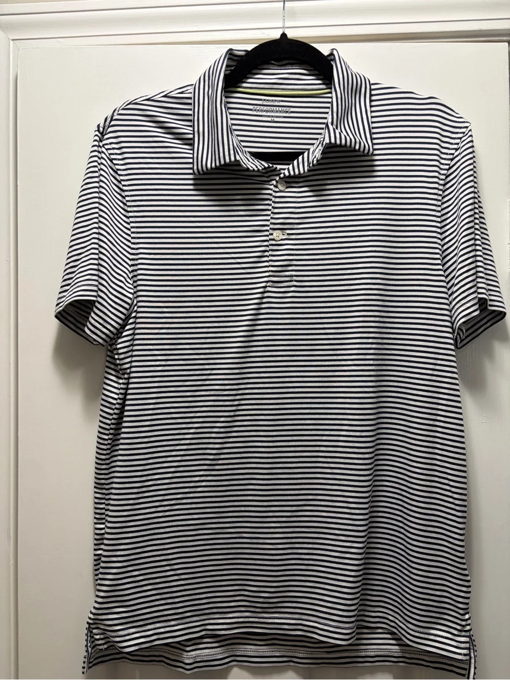 J. Crew Performance Black and White Striped Polo
